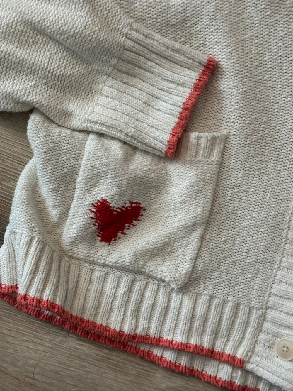 Maeve Heart Cardigan Sweater 3X Anthropologie Cream with hearts - Picture 11 of 13